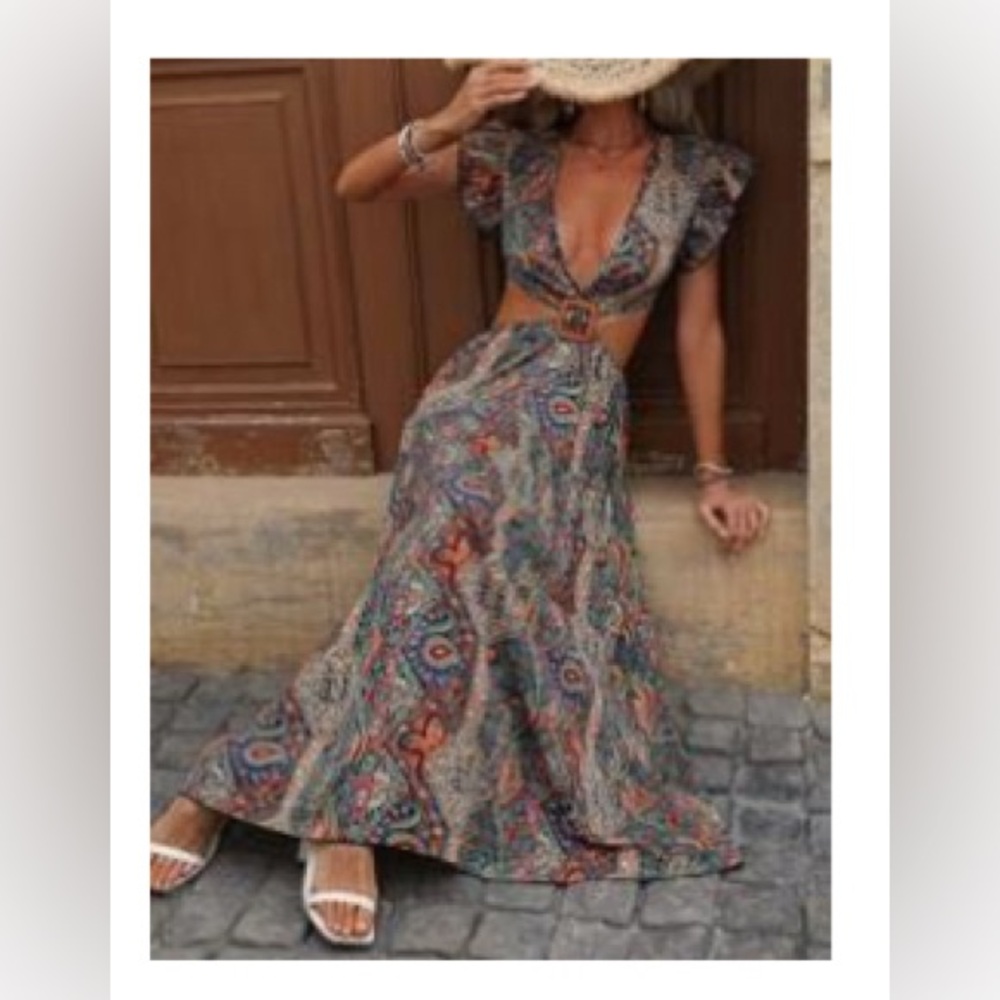 SHEIN Multicolor Bohemian Maxi Dress